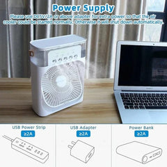 Portable Air Conditioner Fan: Usb Electric Fan With Led Night Light, Fine Mist Water